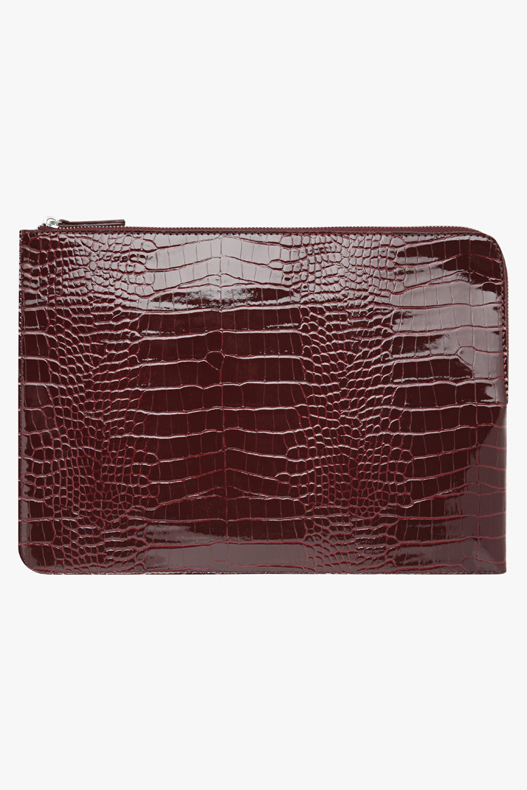 THE ZOE LAPTOP SLEEVE - BURGUNDY CROC
