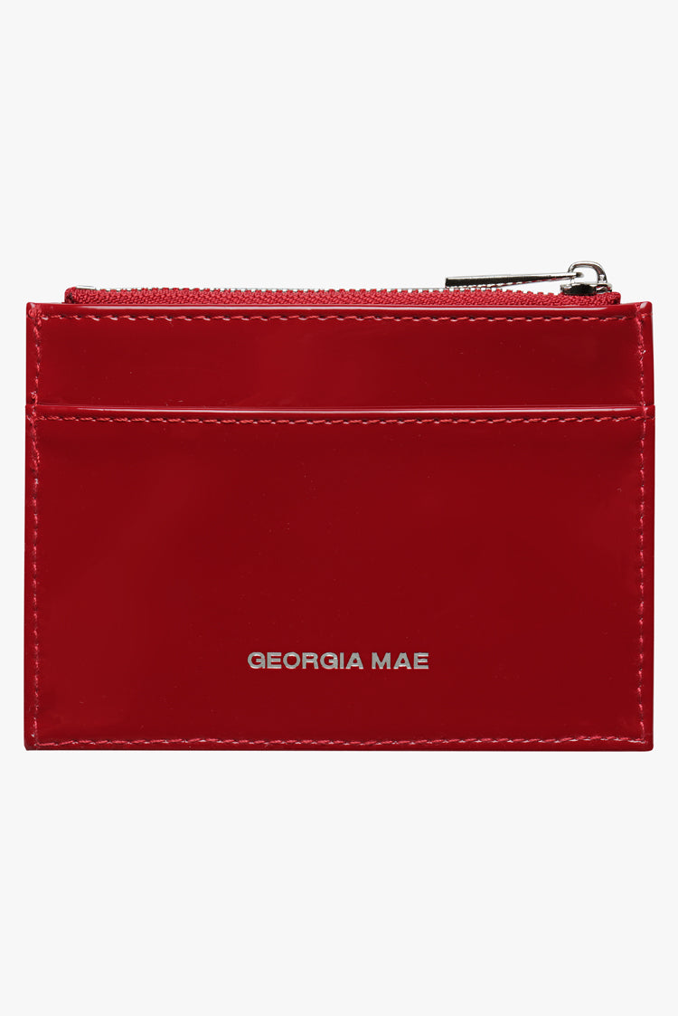THE DAISY CARD WALLET - PATENT CHERRY