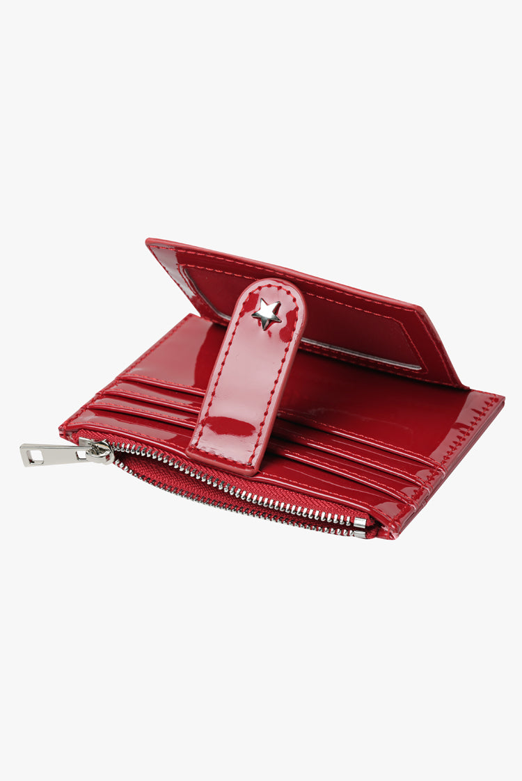 THE DAISY CARD WALLET - PATENT CHERRY