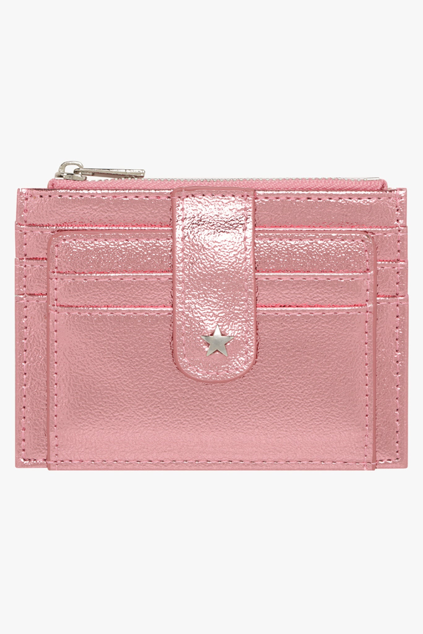 THE DAISY CARD WALLET - METALLIC PINK