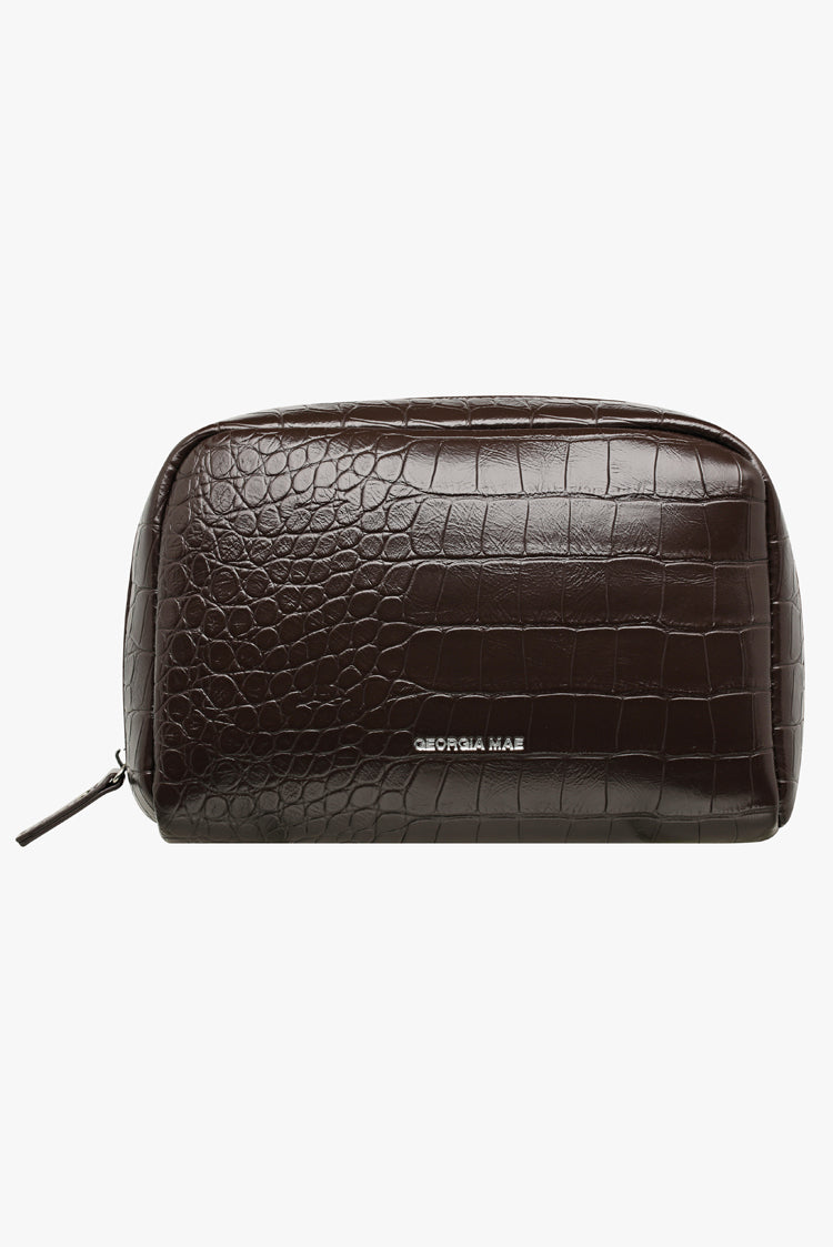 THE GIA MAKE UP BAG - CHOCOLATE CROC
