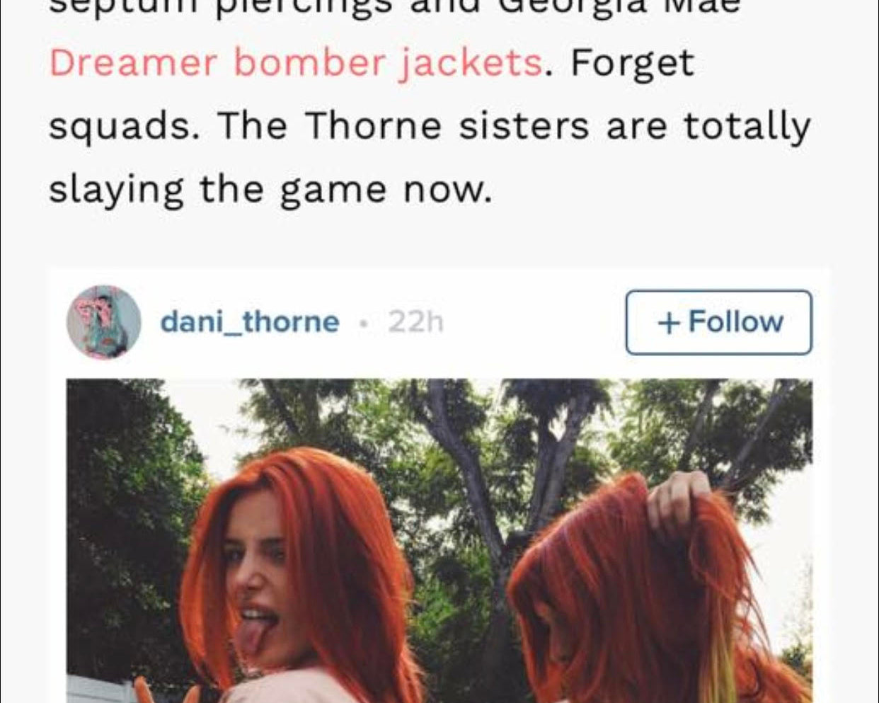 Bella Thorne in the Dreamer Bomber, MTV Article