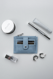 THE DAISY CARD WALLET - BLUE SUEDE