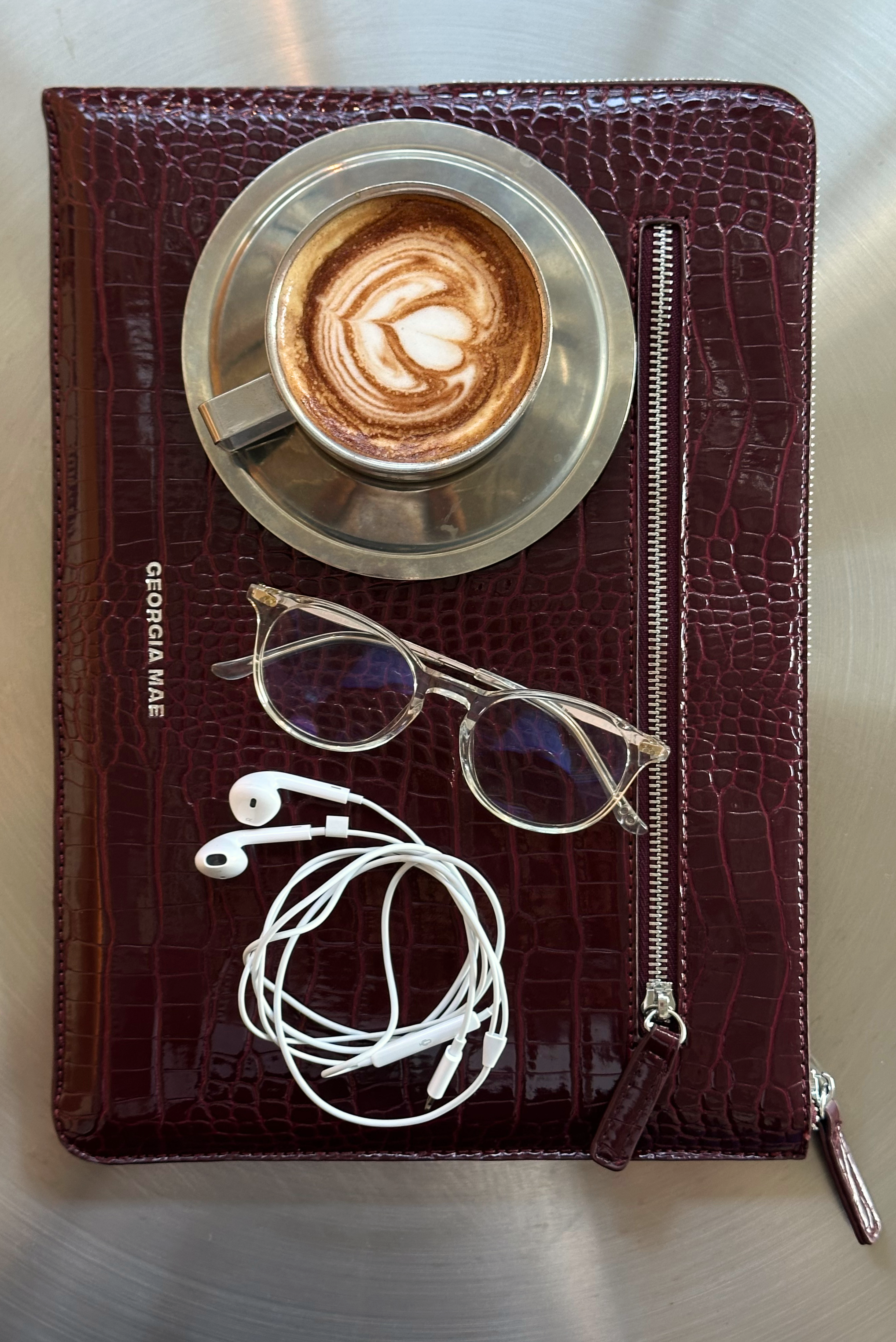 THE ZOE LAPTOP SLEEVE - BURGUNDY CROC