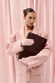 THE ZOE LAPTOP SLEEVE - BURGUNDY CROC