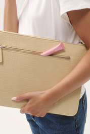 THE ZOE LAPTOP SLEEVE - BUTTER YELLOW CROC