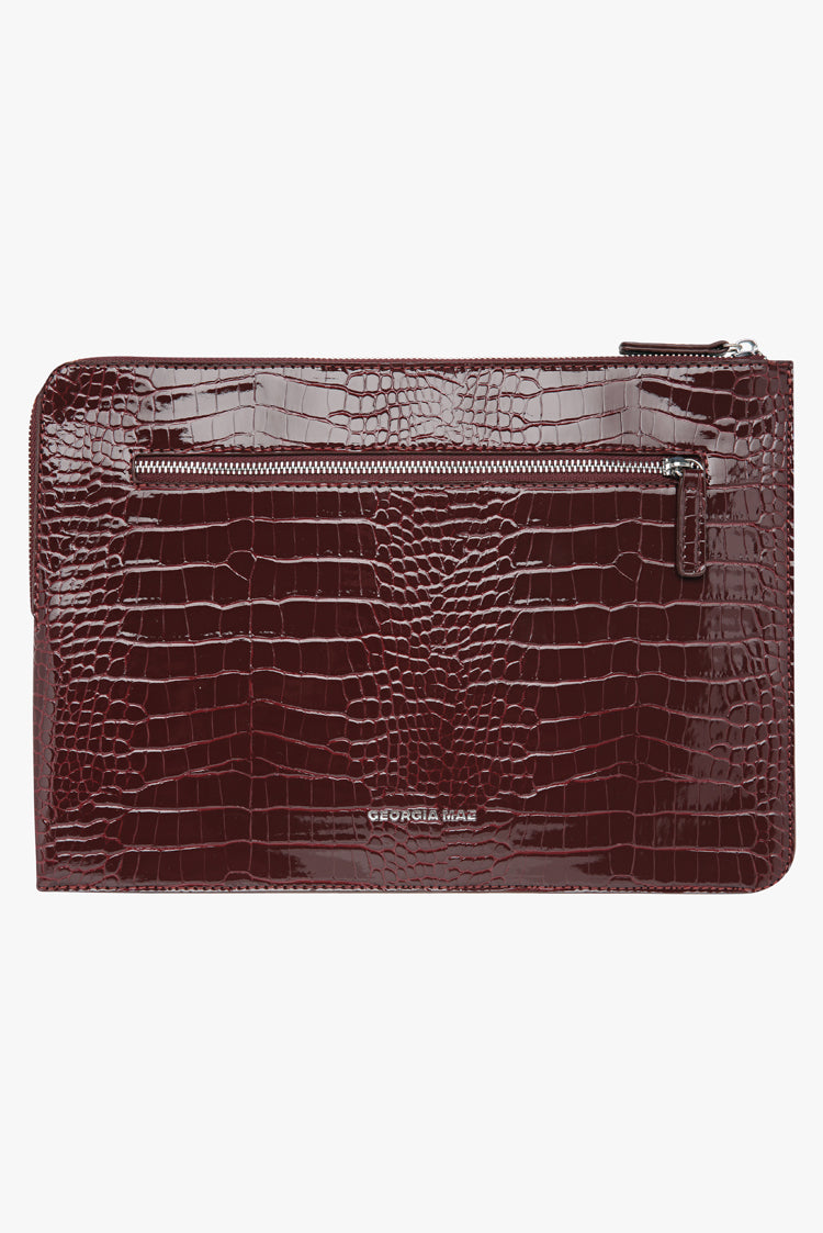 THE ZOE LAPTOP SLEEVE - BURGUNDY CROC