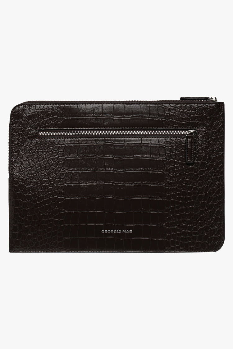 THE ZOE LAPTOP SLEEVE - CHOCOLATE CROC