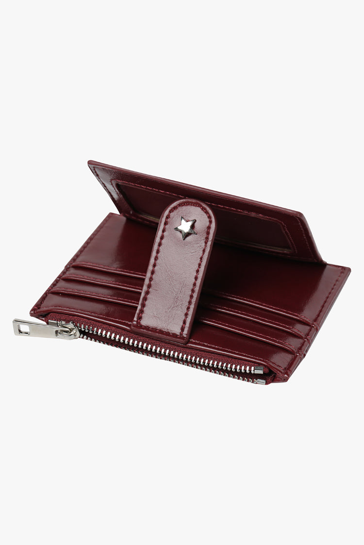 THE DAISY CARD WALLET - BURGUNDY