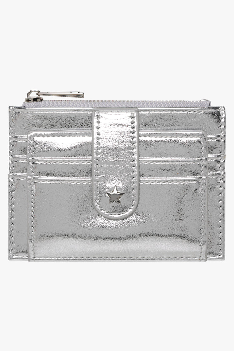 THE DAISY CARD WALLET - METALLIC SILVER