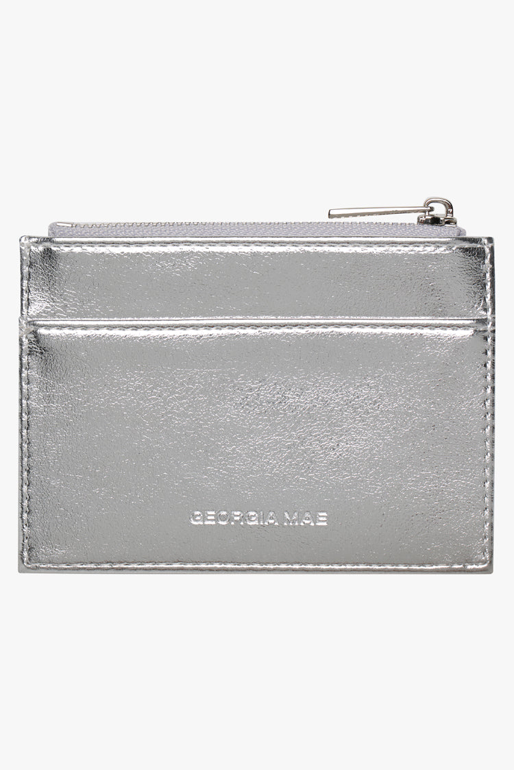 THE DAISY CARD WALLET - METALLIC SILVER
