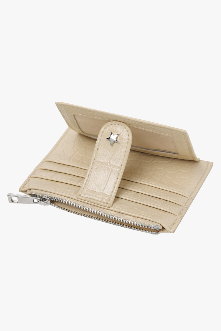 THE DAISY CARD WALLET - BUTTER YELLOW CROC