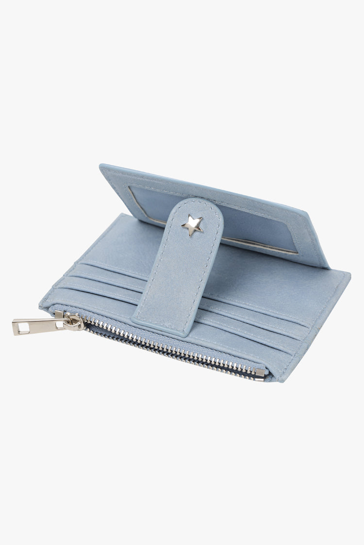 THE DAISY CARD WALLET - BLUE SUEDE