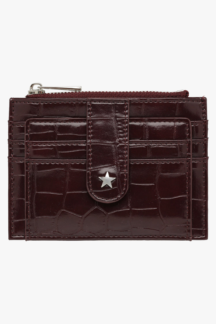 The Daisy Card Wallet - Burgundy Croc