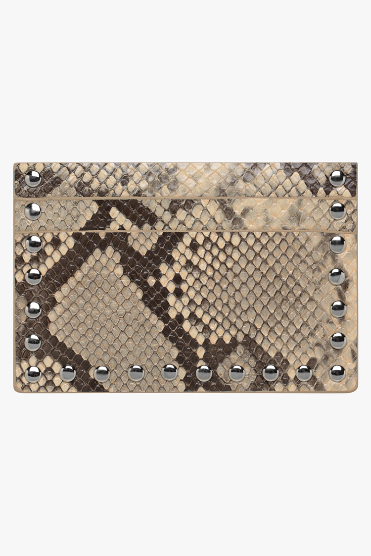 THE RAE STUD CARD WALLET - SNAKESKIN