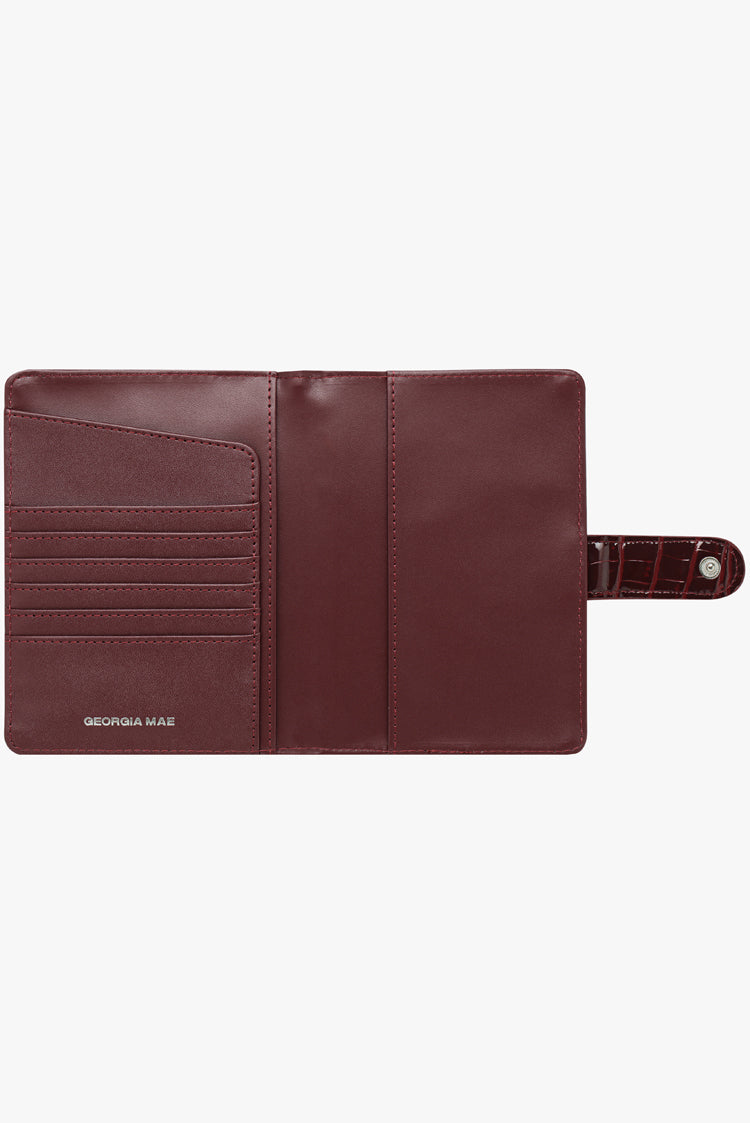 THE SOHO PASSPORT WALLET - BURGUNDY CROC