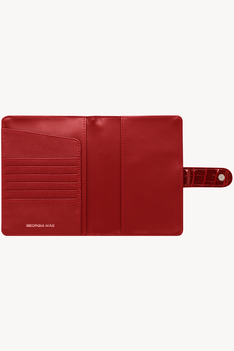 THE SOHO PASSPORT WALLET - CHERRY CROC