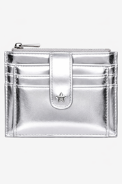 THE DAISY CARD WALLET - METALLIC SILVER
