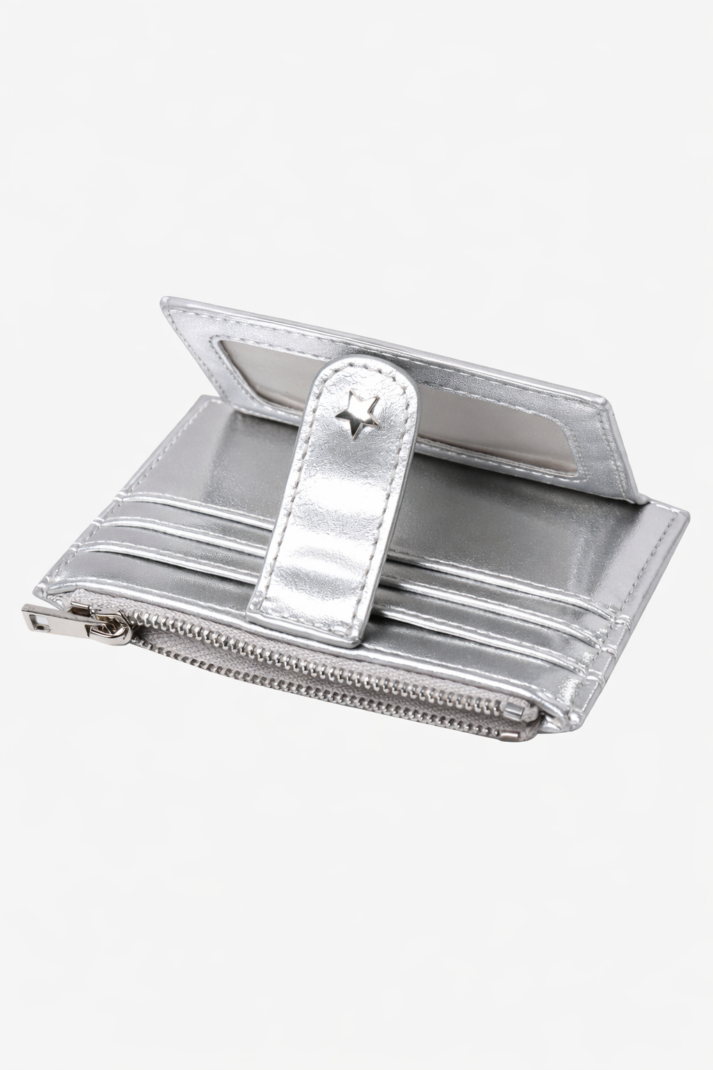 THE DAISY CARD WALLET - METALLIC SILVER