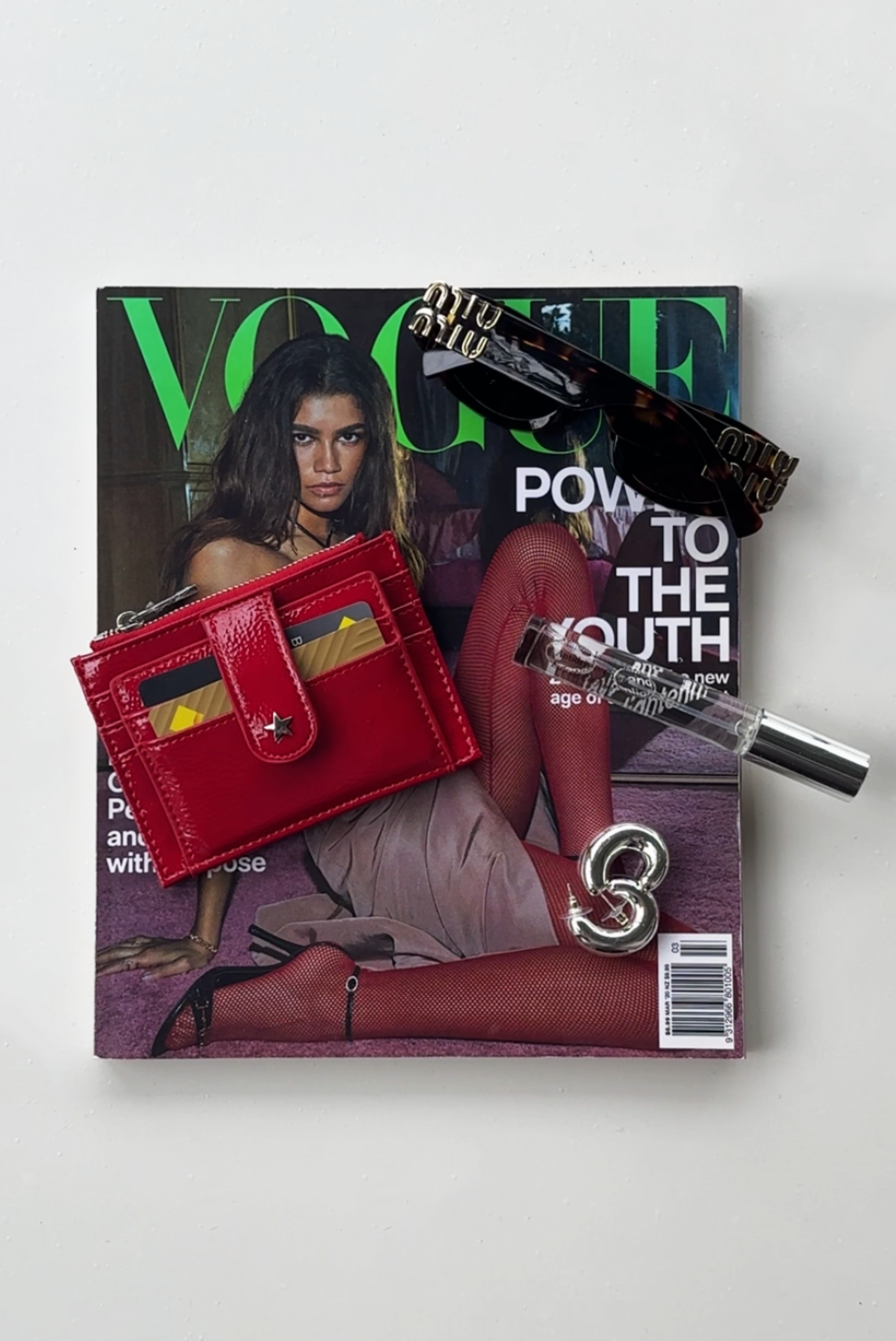 THE DAISY CARD WALLET - GLOSSY CHERRY