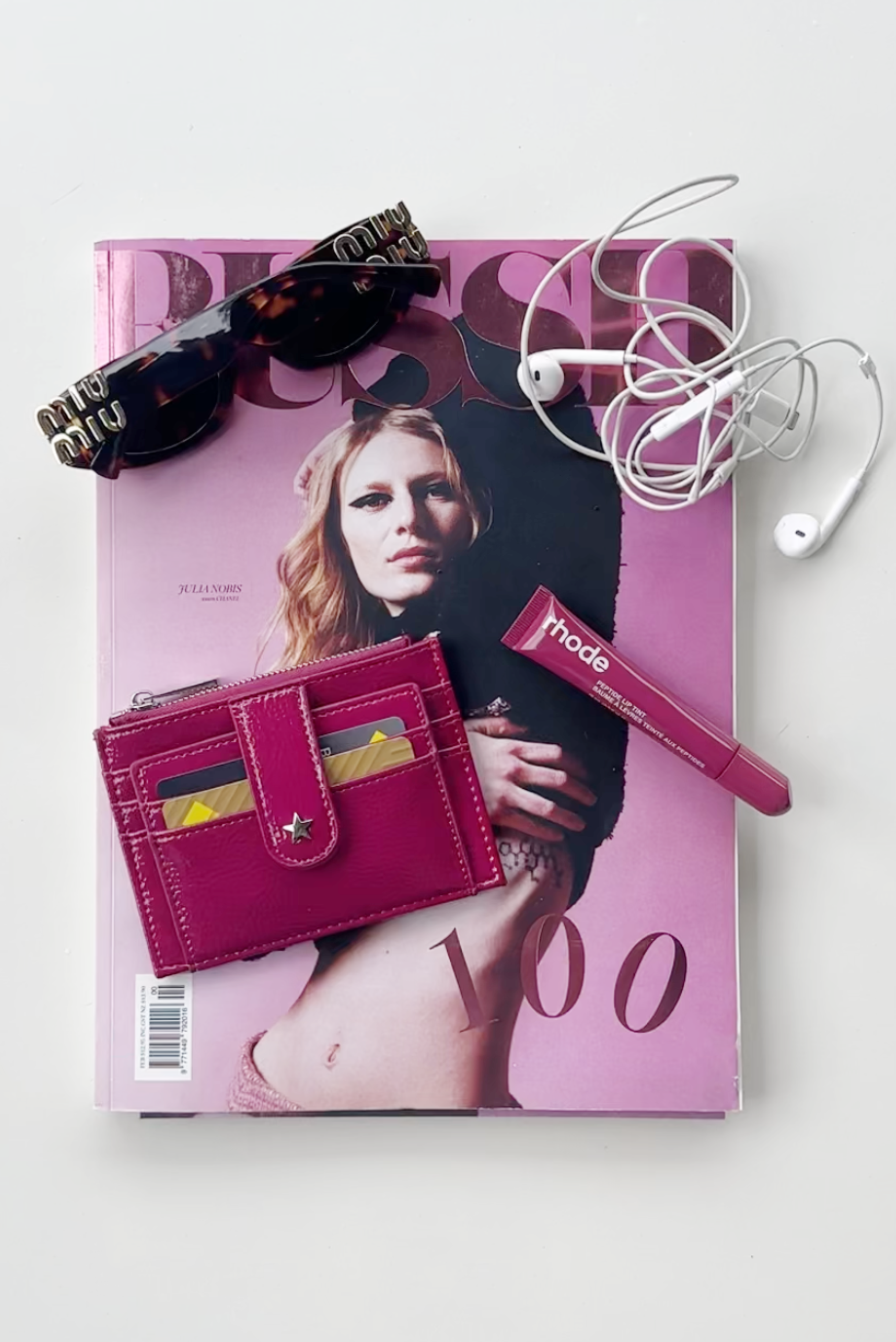 THE DAISY CARD WALLET - GLOSSY BERRY