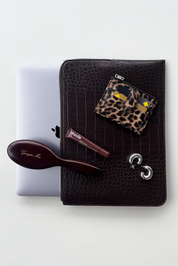 THE ZOE LAPTOP SLEEVE - CHOCOLATE CROC