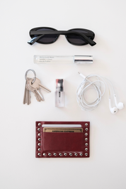 THE RAE STUD CARD WALLET - BURGUNDY