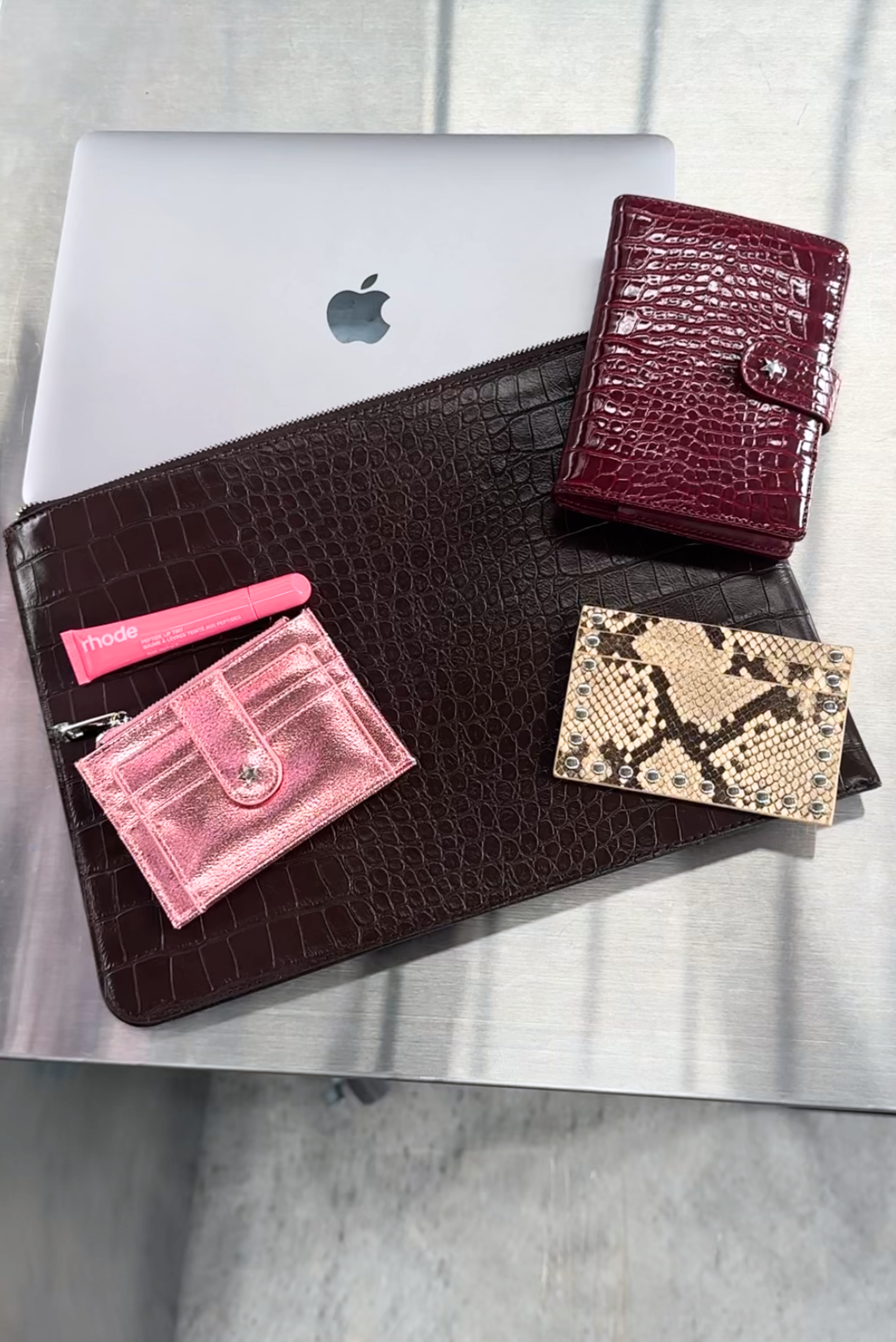 THE SOHO PASSPORT WALLET - BURGUNDY CROC (PRE ORDER)