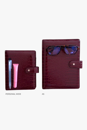 The Mara Planner Cover Personal Wide - Burgundy Croc (Pre Order)