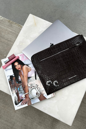 THE ZOE LAPTOP SLEEVE - CHOCOLATE CROC