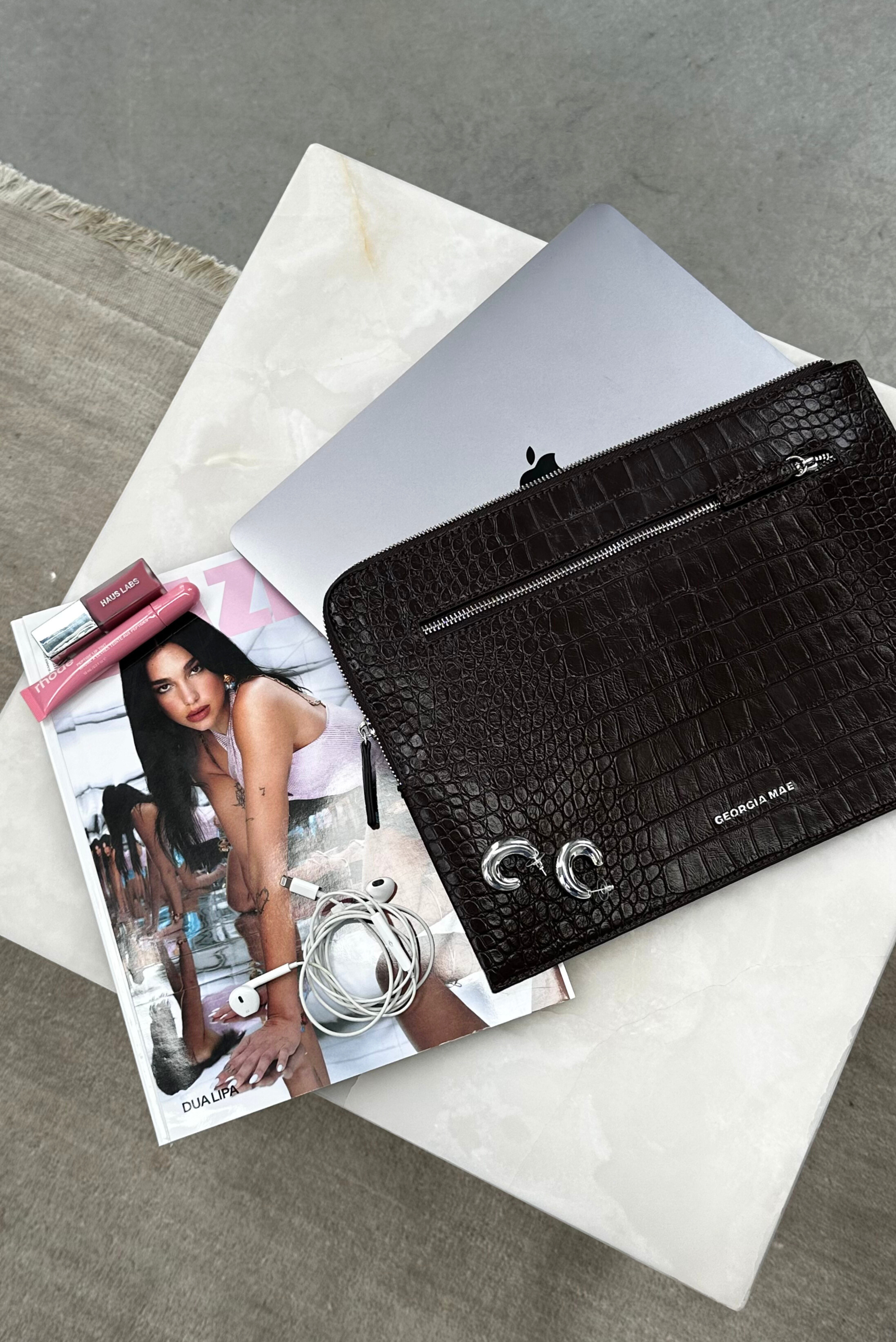 THE ZOE LAPTOP SLEEVE - CHOCOLATE CROC